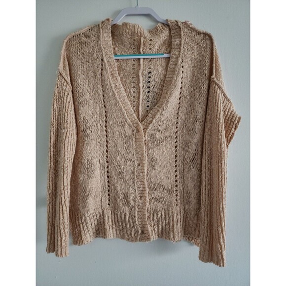 NWT Lulus Olive & Oak Warmest Wishes Knit Cardigan Sweater Beige Oversized Sz XS - Picture 3 of 8